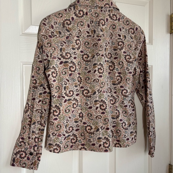 Christopher & Banks Women Button Down Shirt Jacket Small Paisley Coastal Cowgirl - Picture 5 of 12